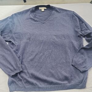 Pronto Uomo Men's Heather Blue V-Neck Sweater